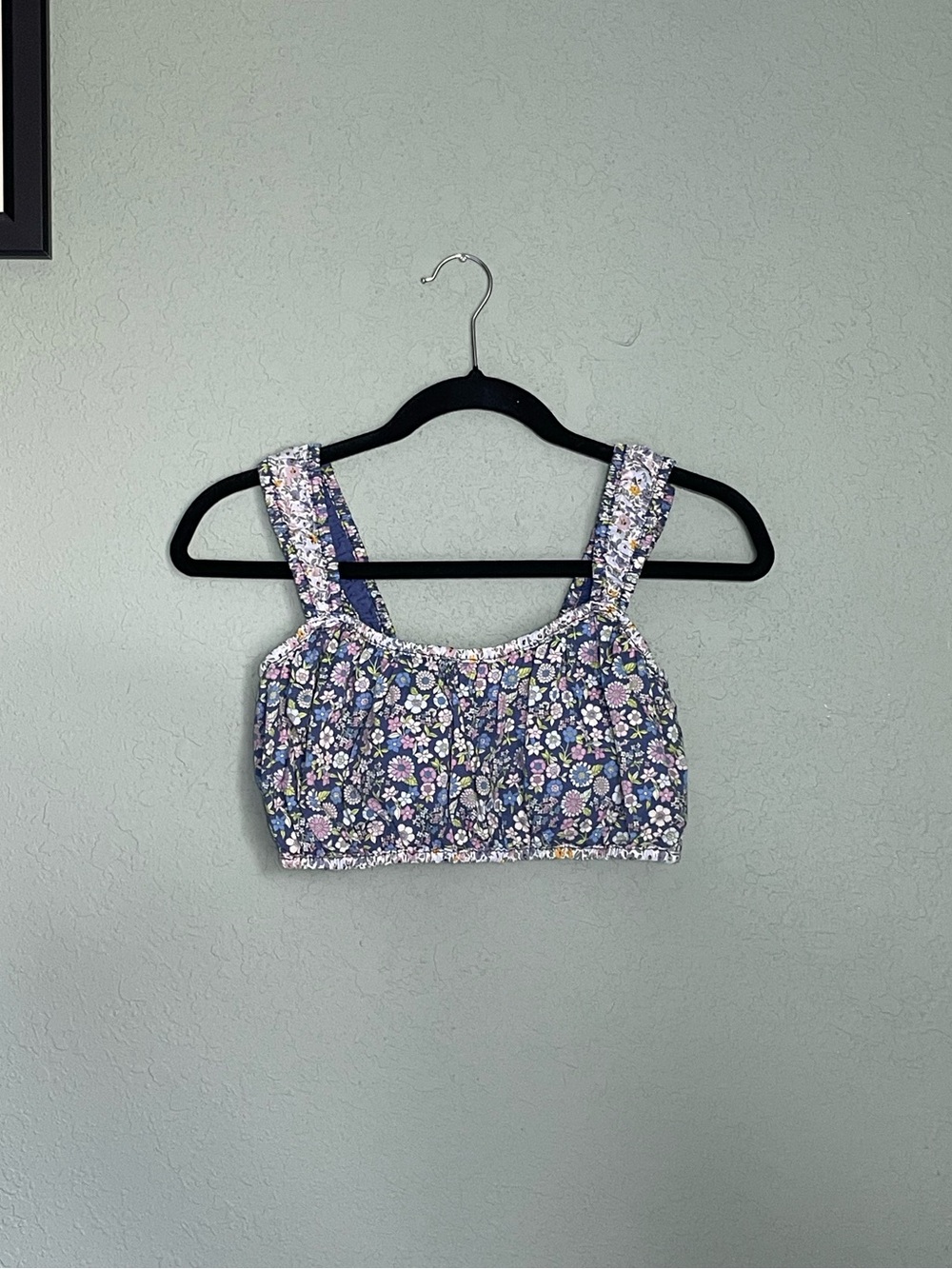 American Eagle Resort Floral Cropped Bra Tank Size S Cotton Hippie Groovy Fun